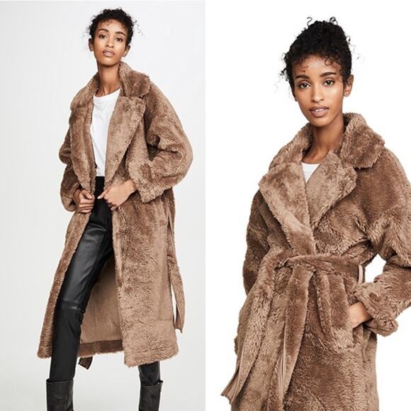 Moon River - NWT Tie Waist Faux Fur Jacket XS - Picture 1 of 10